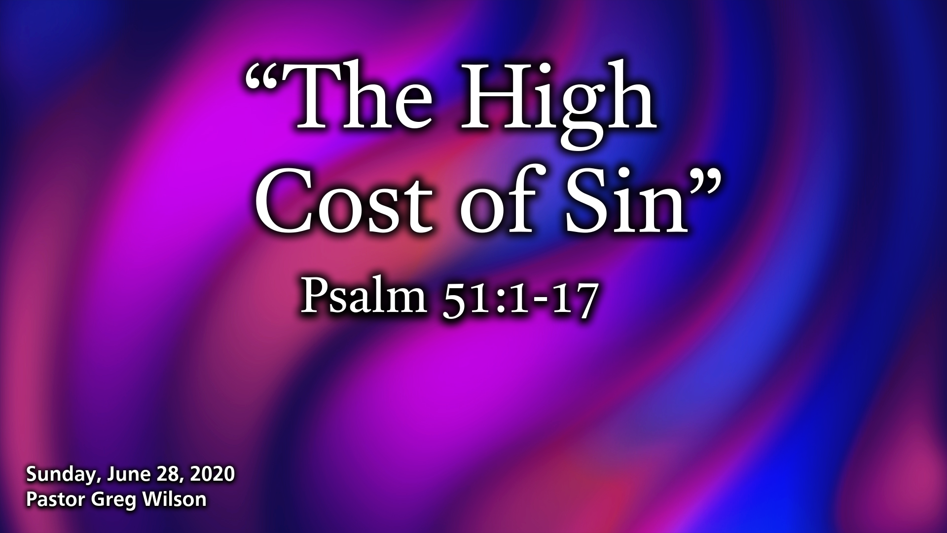 "The High Cost Of Sin"